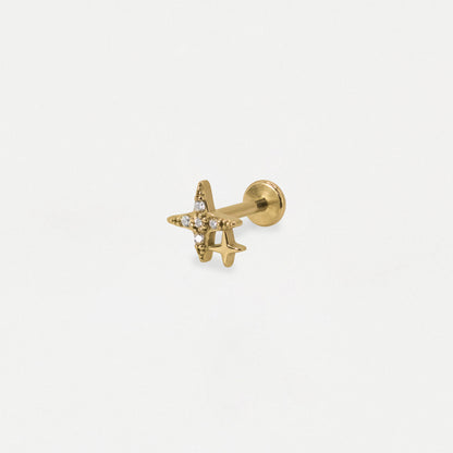 Steel Crystal Four Point Star Flat Back - Internally Threaded