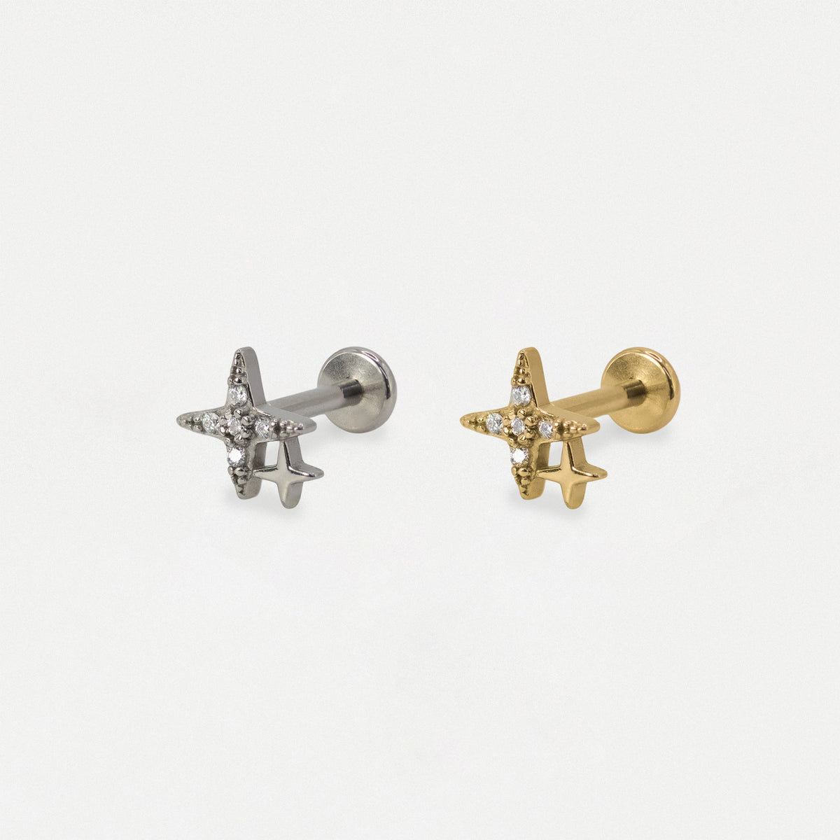 Steel Crystal Four Point Star Flat Back