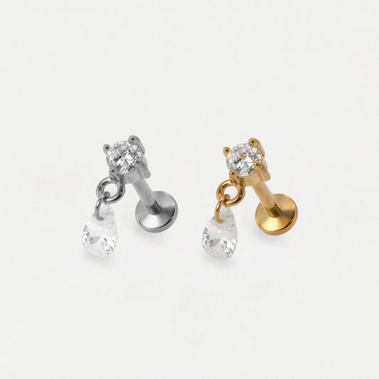 Steel Teardrop Dangle Flat Back