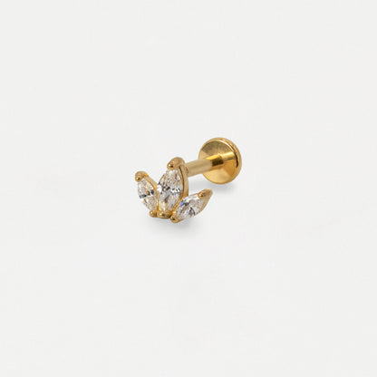 Gold PVD Steel Marquise Crown Flat Back