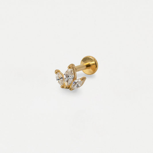 Gold PVD Steel Marquise Crown Flat Back
