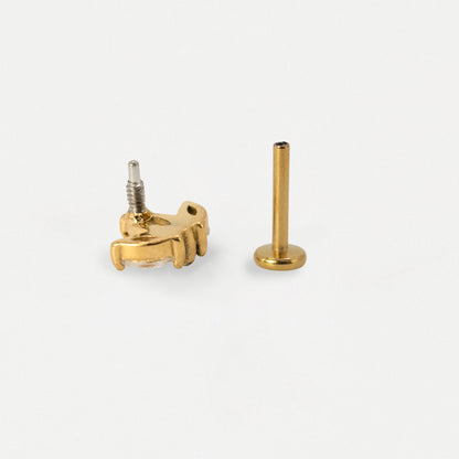 Gold PVD Steel Marquise Crown Flat Back