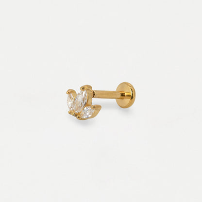Gold PVD Steel Marquise Crown Flat Back