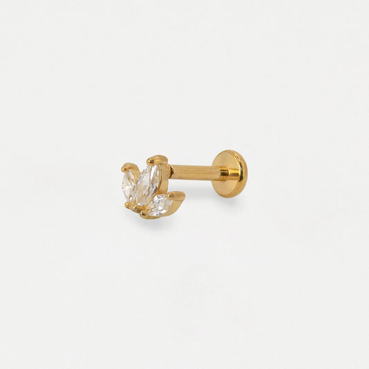 Gold PVD Steel Marquise Crown Flat Back
