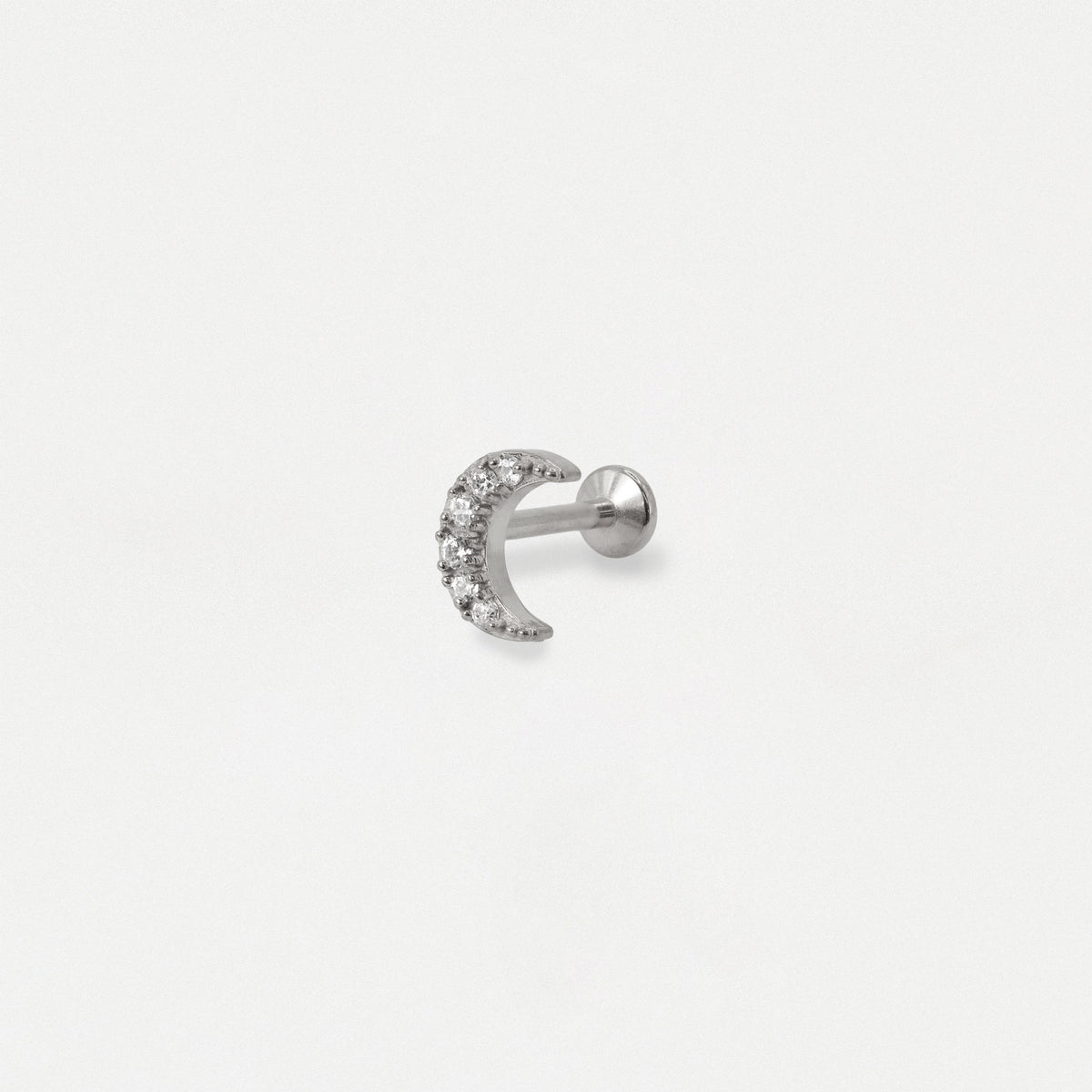 Steel Crystal Crescent Moon Flat Back Labret