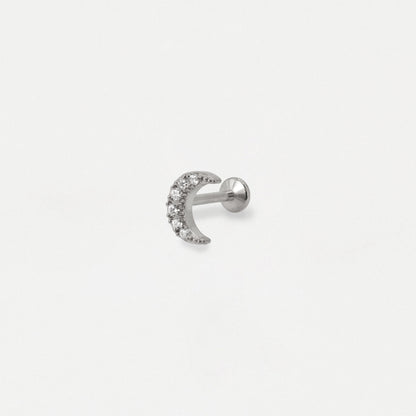 Steel Crystal Crescent Moon Flat Back Labret