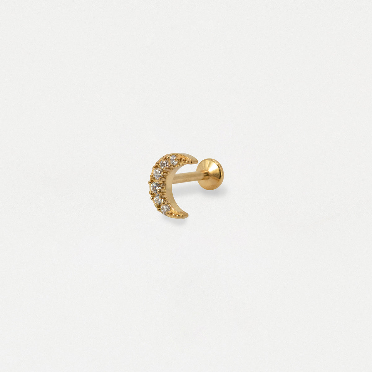 Steel Crystal Crescent Moon Flat Back Labret