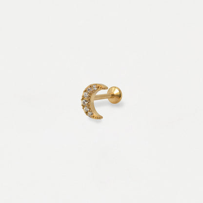 Steel Crystal Crescent Moon Flat Back Labret