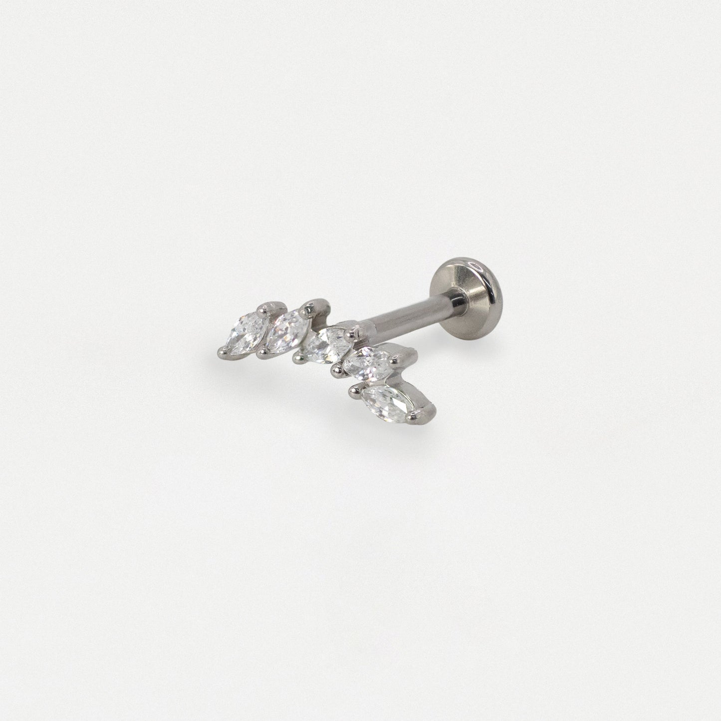 Steel Curved Marquise Petal Cluster Flat Back