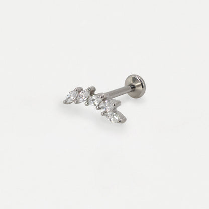 Steel Curved Marquise Petal Cluster Flat Back