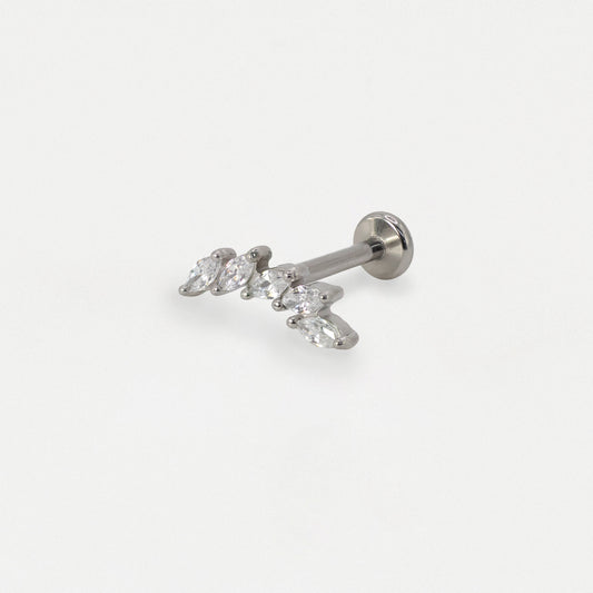 Steel Curved Marquise Petal Cluster Flat Back