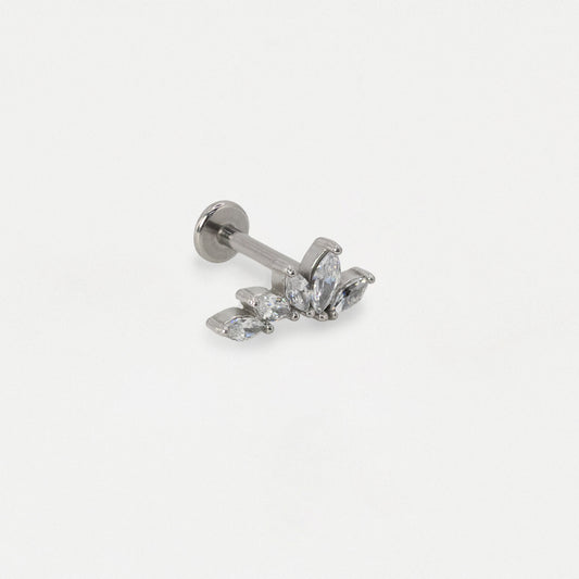 Steel Crystal Marquise Petal Curved Flat Back Labret