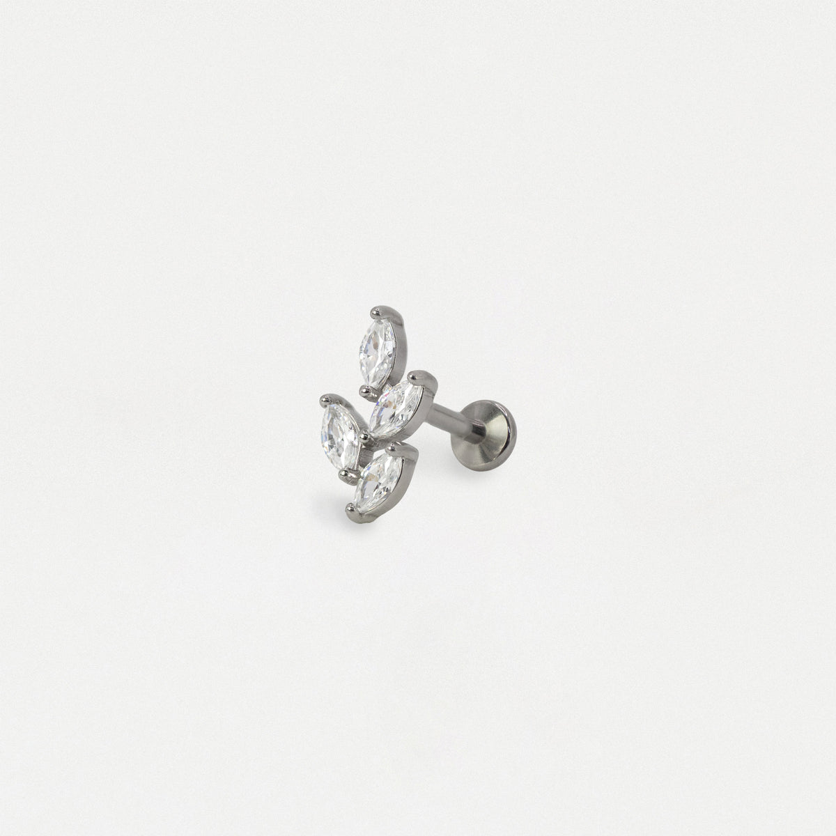 Steel Crystal Marquise Vine Flat Back Labret - Internally Threaded