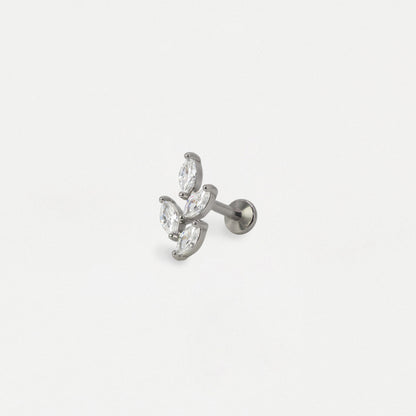 Steel Crystal Marquise Vine Flat Back Labret - Internally Threaded