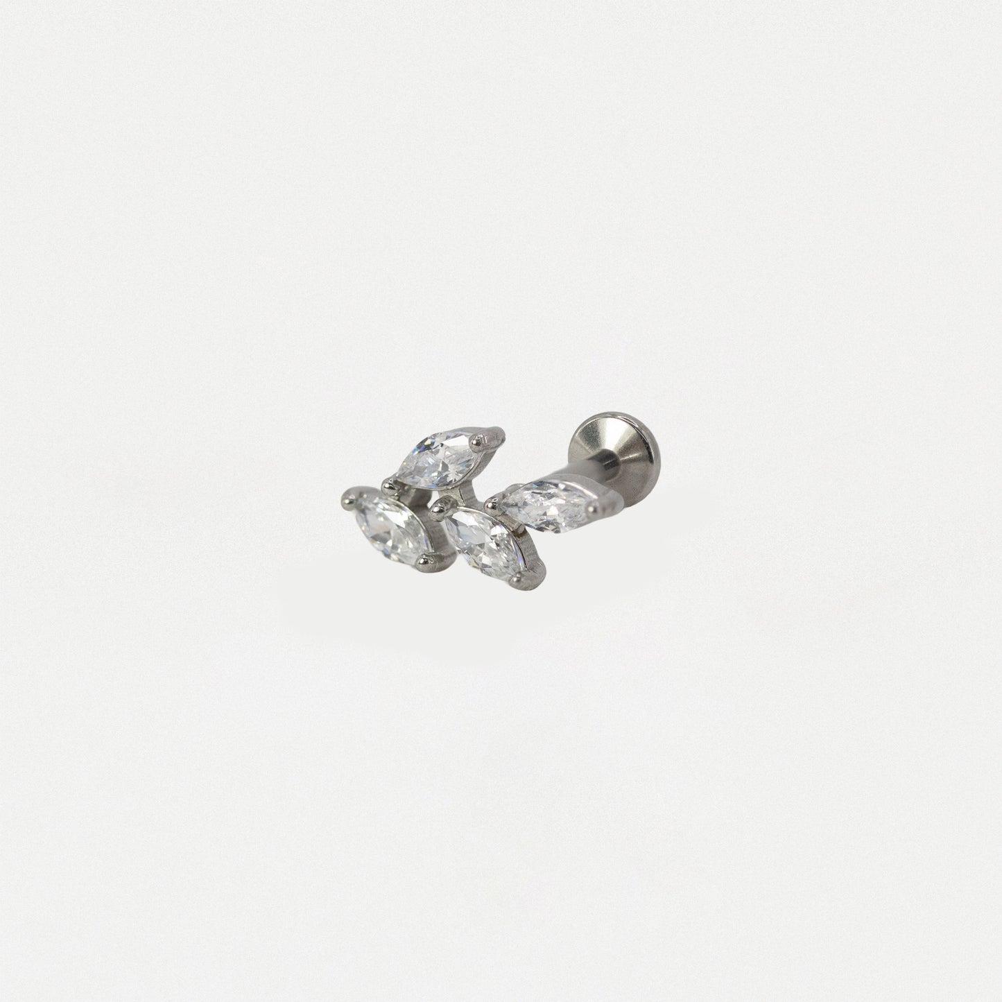 Steel Crystal Marquise Vine Flat Back Labret - Internally Threaded
