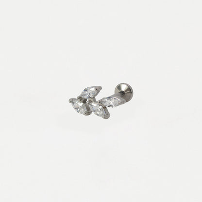 Steel Crystal Marquise Vine Flat Back Labret - Internally Threaded
