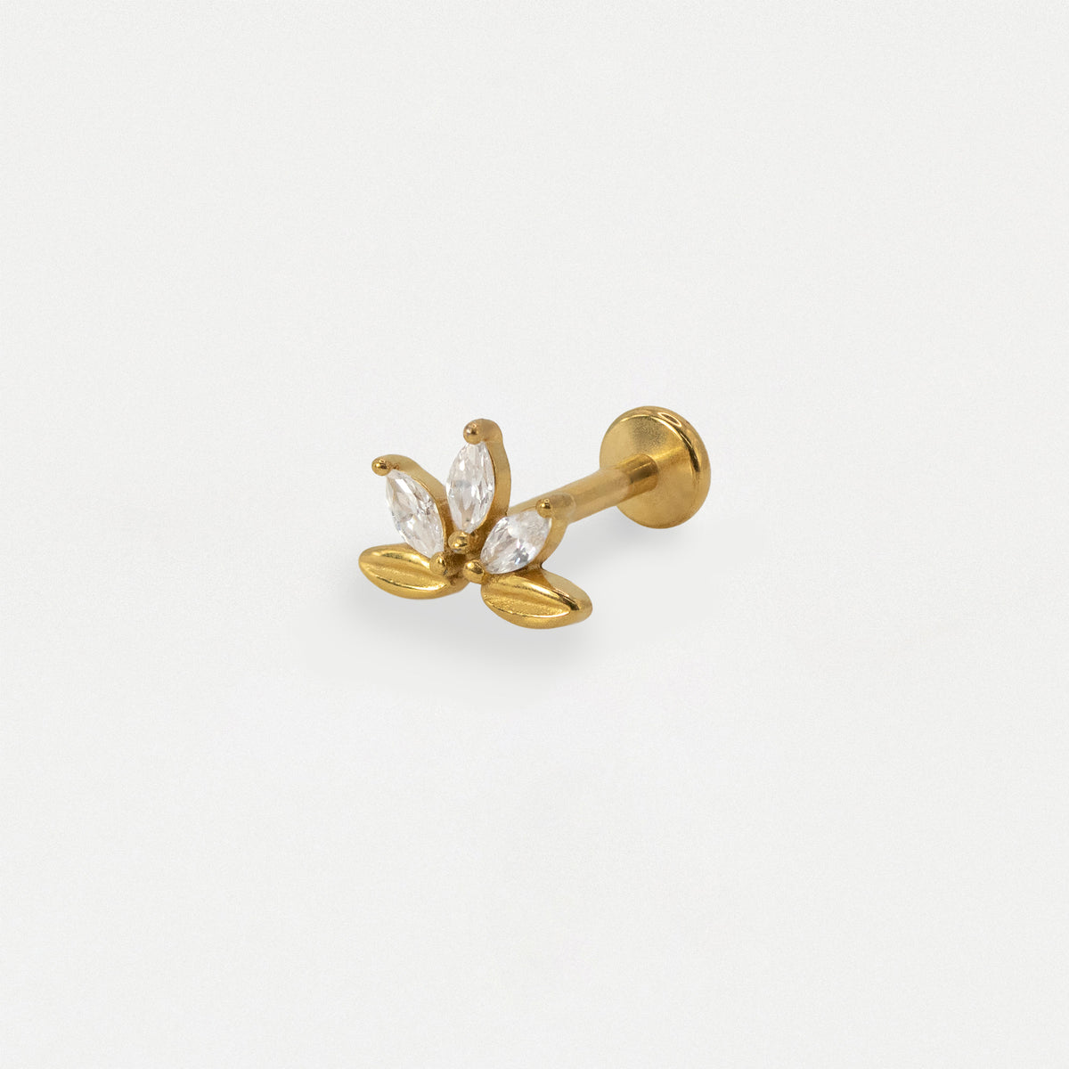 Steel Lotus Marquise Flat Back
