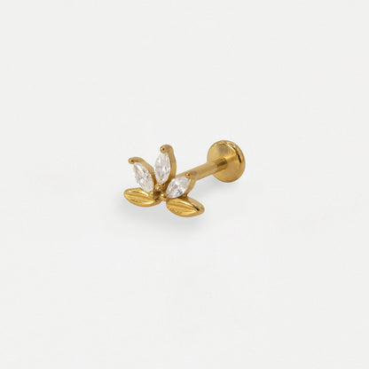 Steel Lotus Marquise Flat Back
