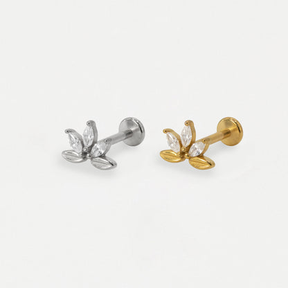 Steel Lotus Marquise Flat Back