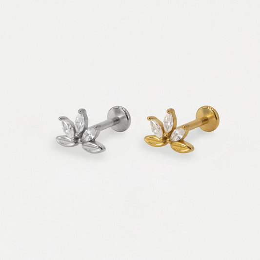 Steel Lotus Marquise Flat Back