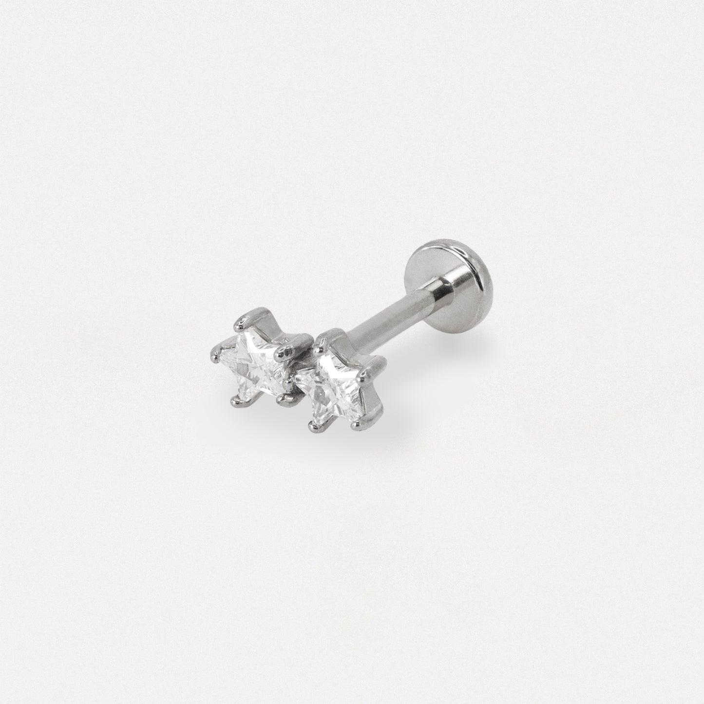 Steel Double Crystal Star Flat Back