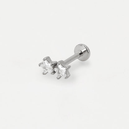 Steel Double Crystal Star Flat Back
