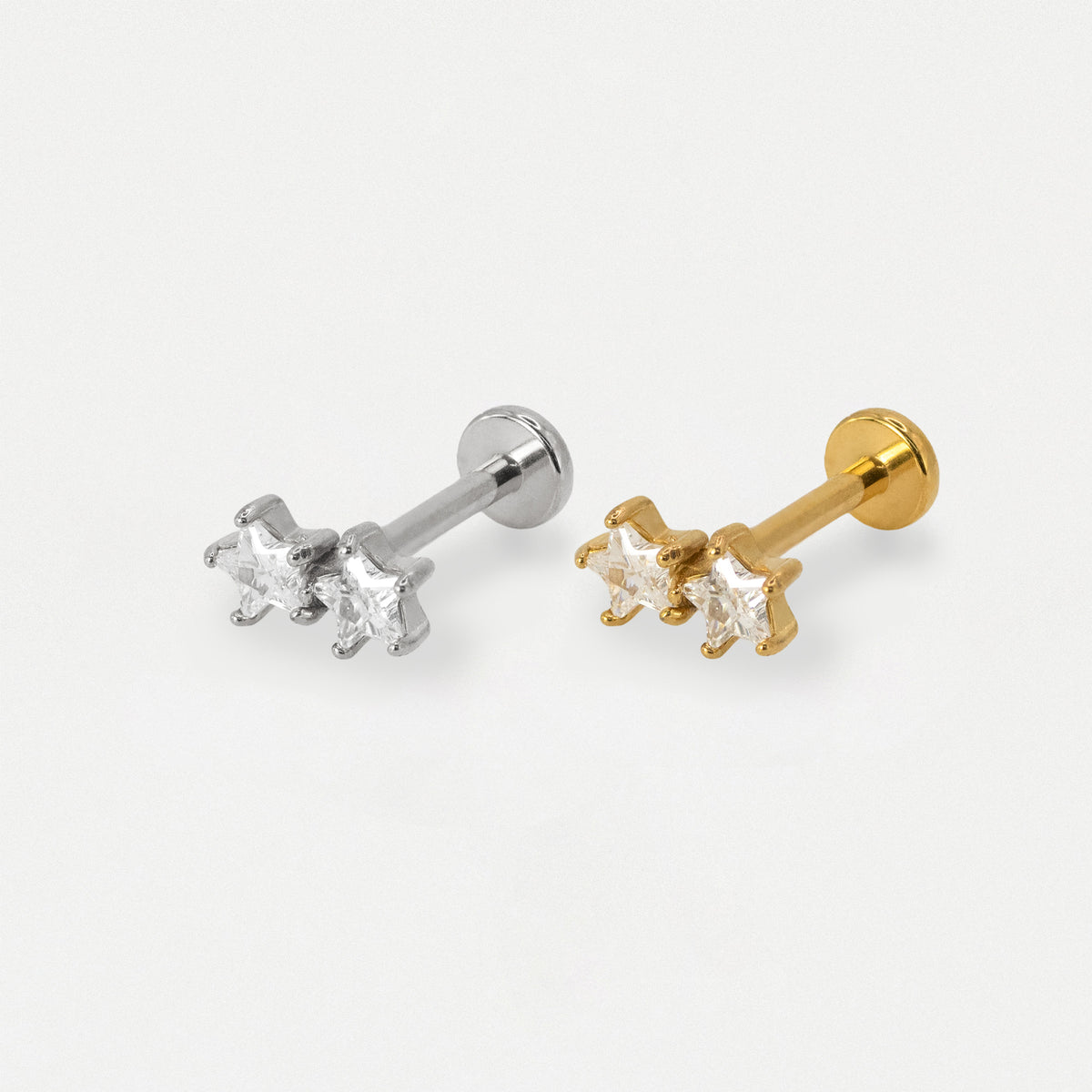 Steel Double Crystal Star Flat Back