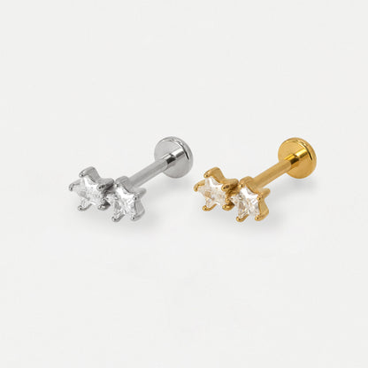 Steel Double Crystal Star Flat Back