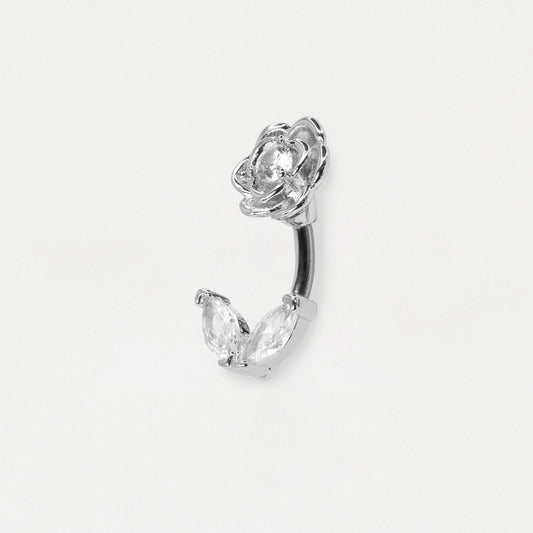 316L Steel & Gold PVD Rose Petal Belly Bar