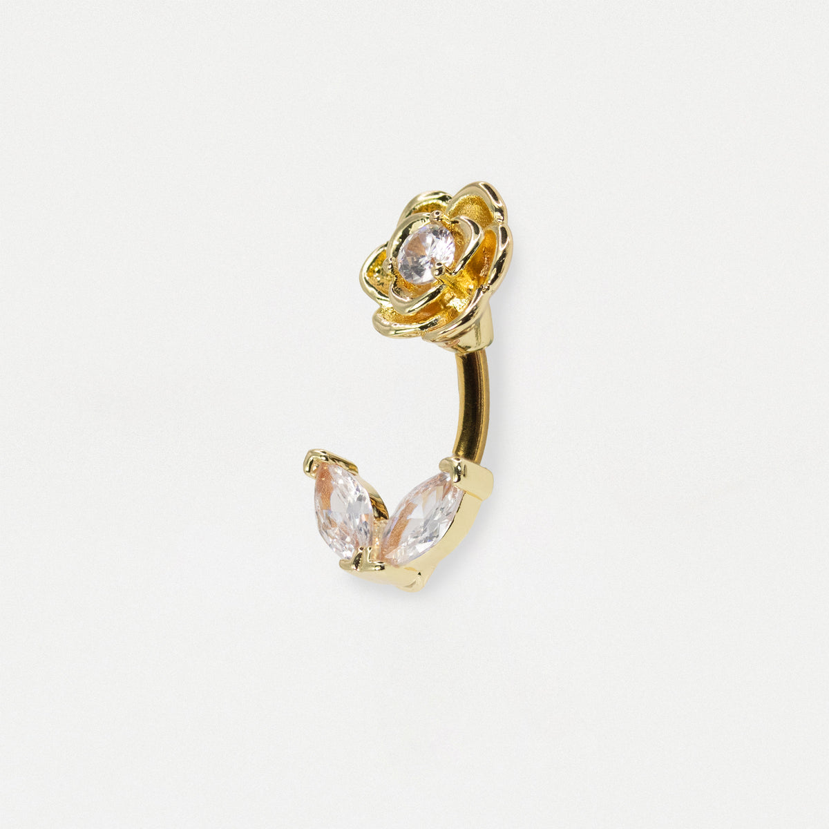 316L Steel & Gold PVD Rose Petal Belly Bar