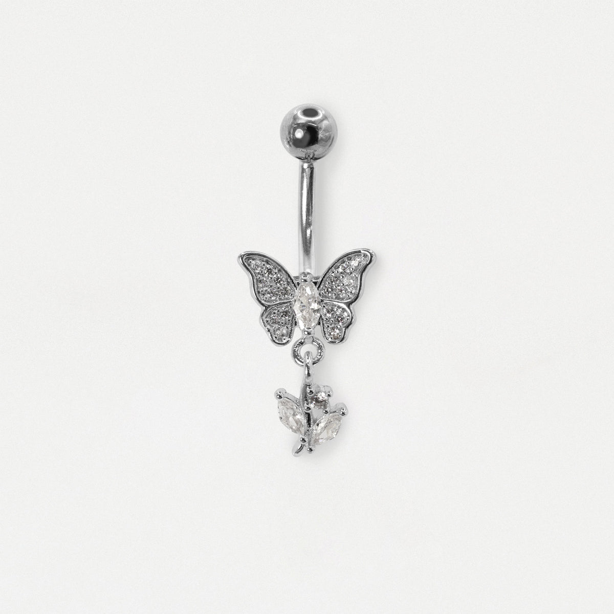 316L Steel & Gold PVD Butterfly & Marquise Leaf Belly Bar
