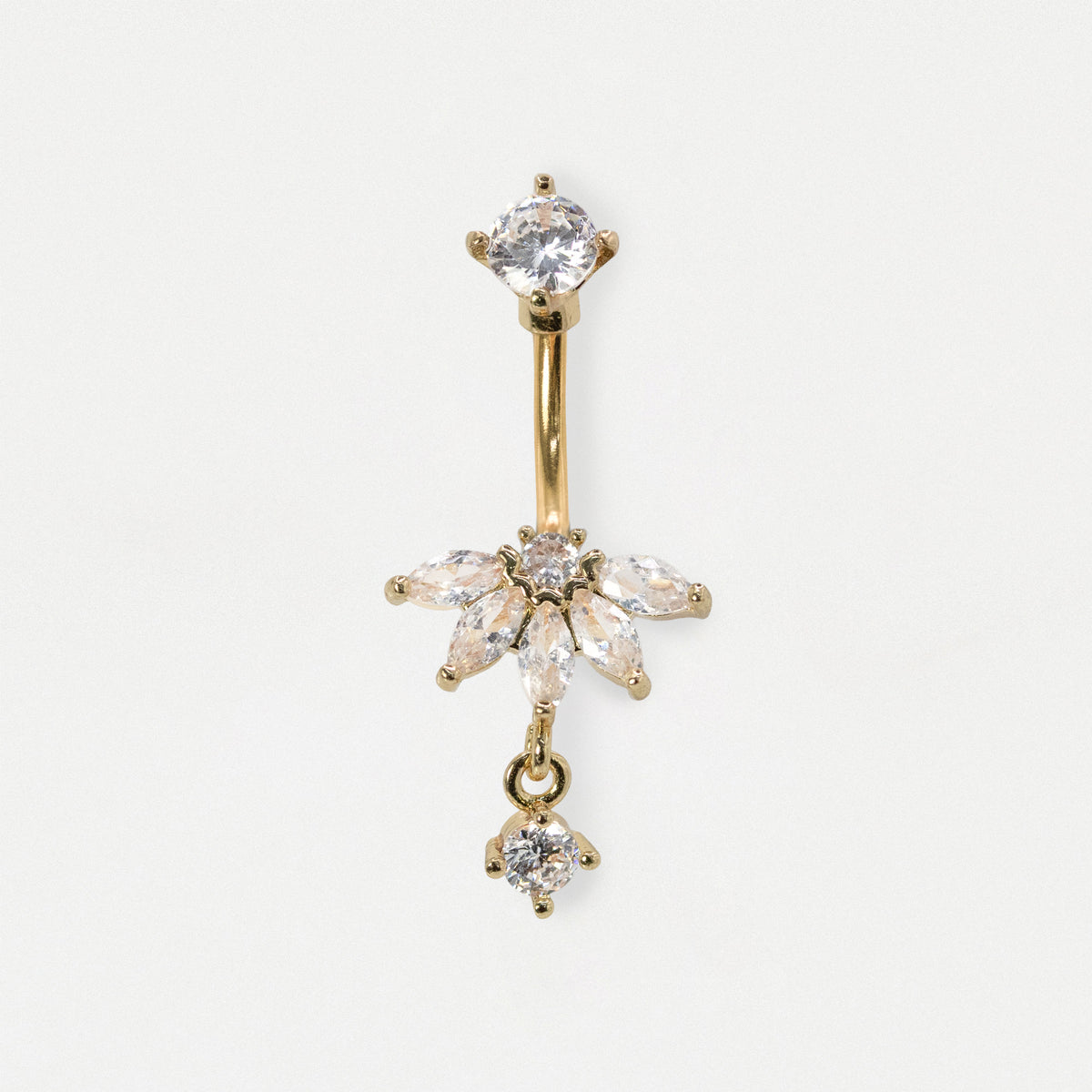 316L Steel & Gold PVD Crystal Fan Belly Bar