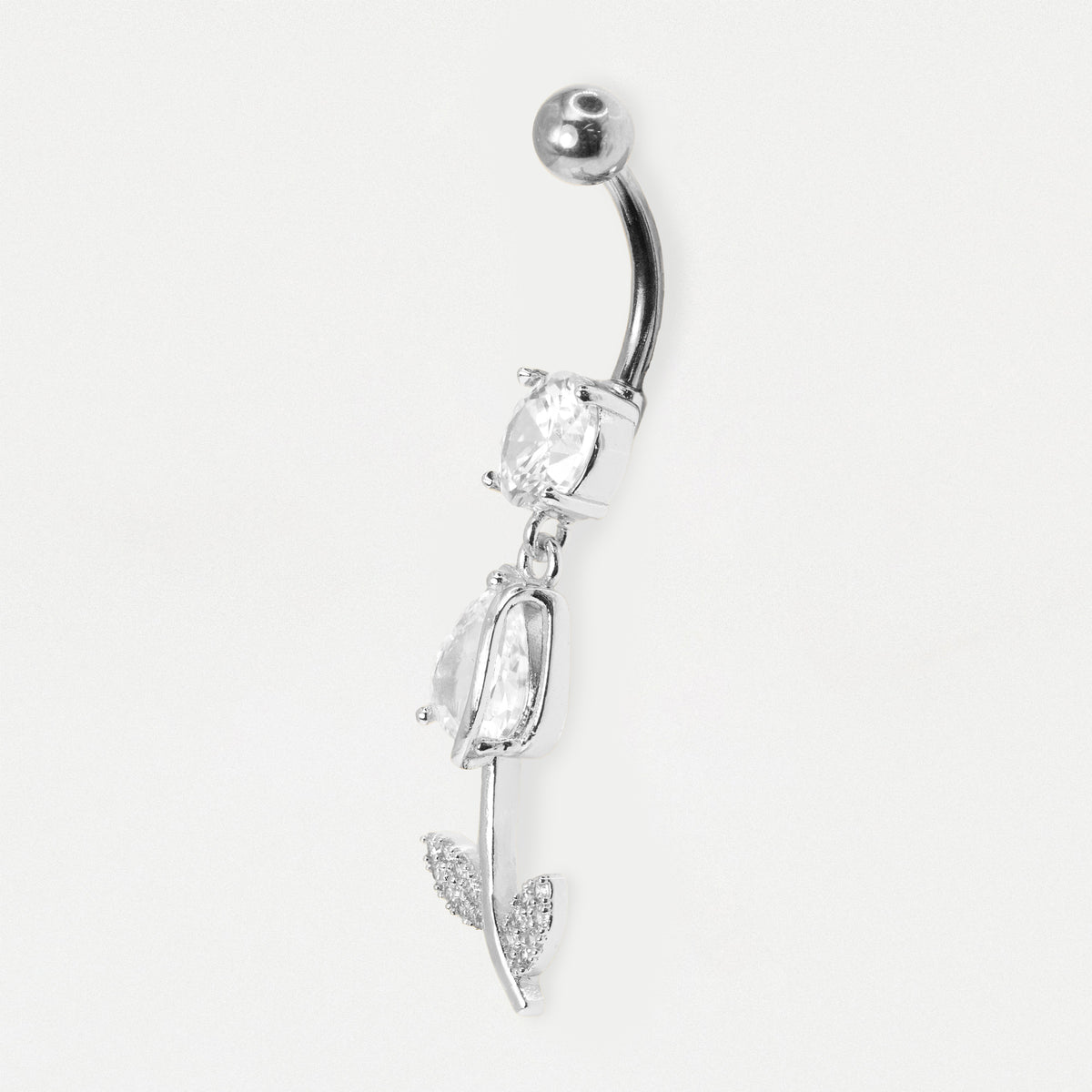 316L Steel & Gold PVD Rose Dangle Belly Bar