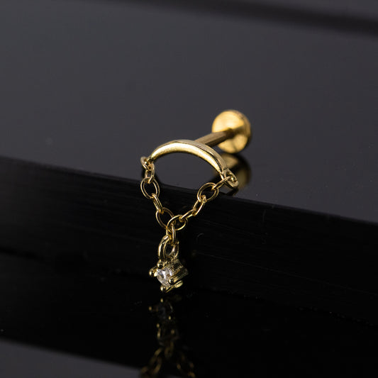Steel Hidden Flat Back with Crystal Drop
