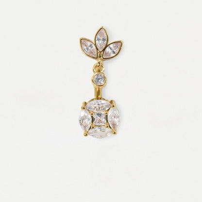Steel & Gold PVD Steel Marquise Lotus Cluster Belly Bar