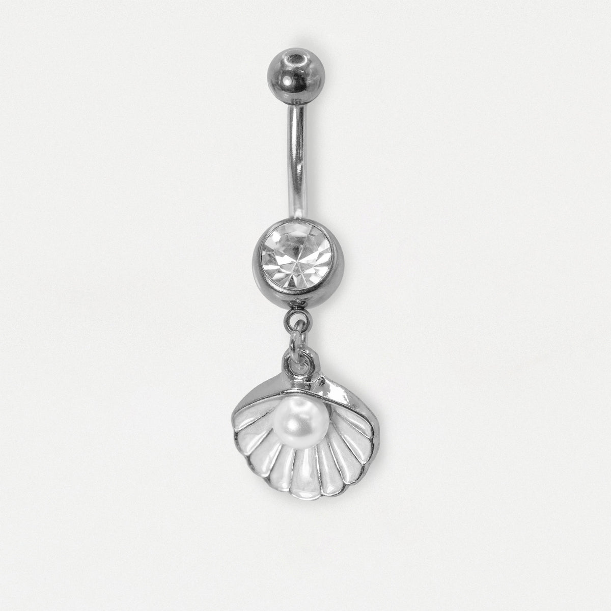 Steel & Gold PVD Shell Pearl Belly Bar
