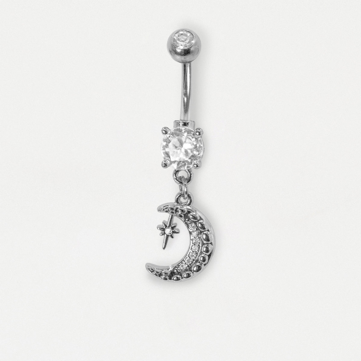 Steel & Gold PVD Moon & Tiny Star Belly Bar