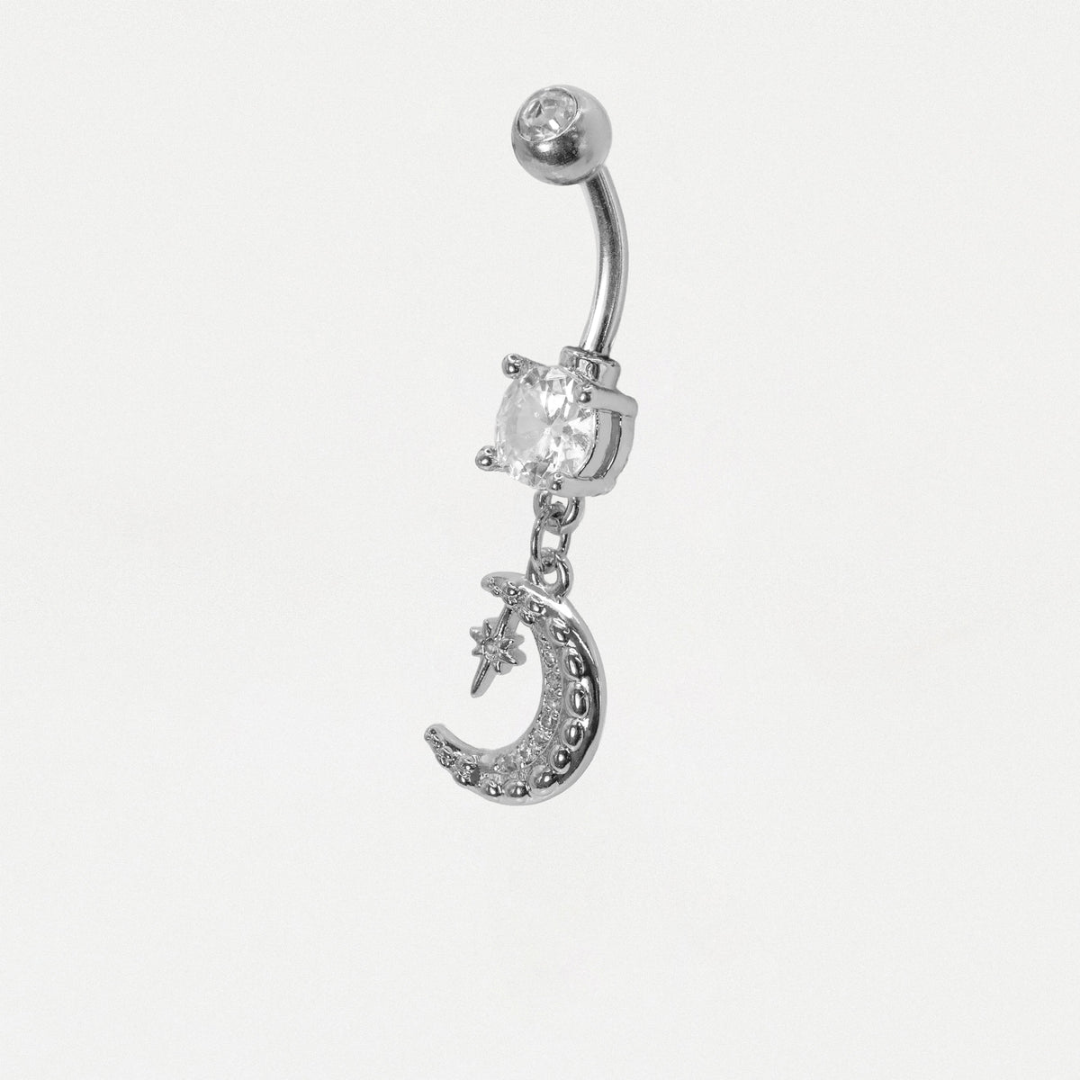 Steel & Gold PVD Moon & Tiny Star Belly Bar