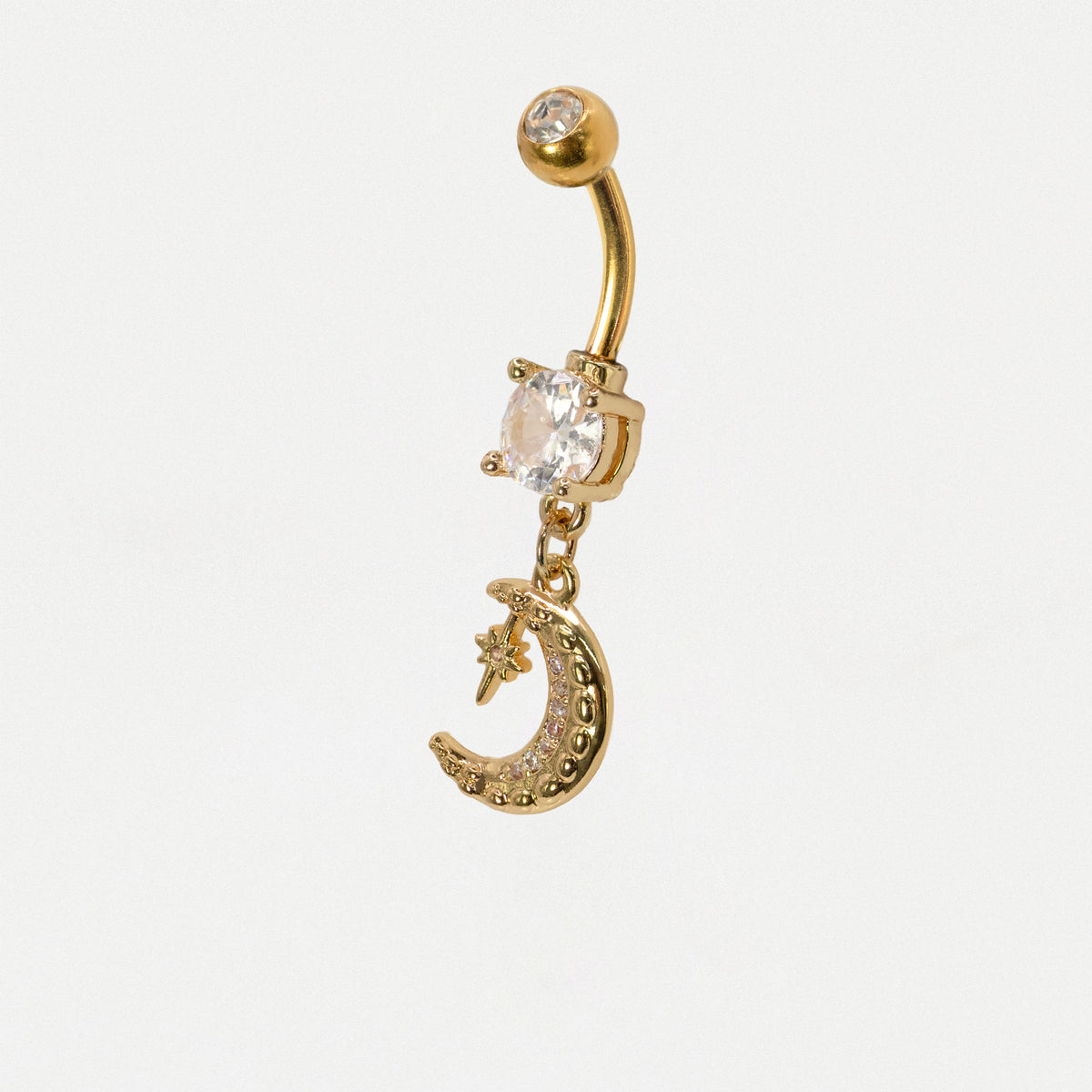 Steel & Gold PVD Moon & Tiny Star Belly Bar