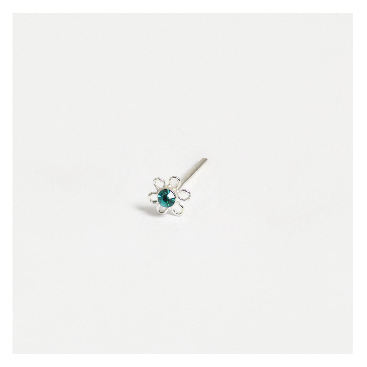 Silver Flower Nose Pins - 3.5mm, Assorted Colours