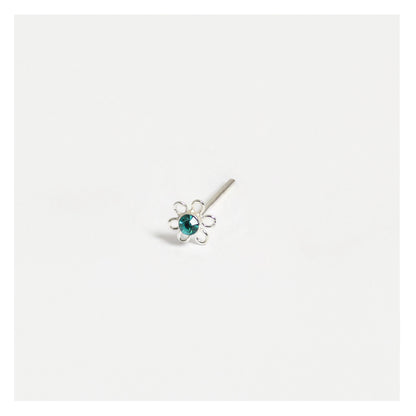 Silver Flower Nose Pins - 3.5mm, Assorted Colours