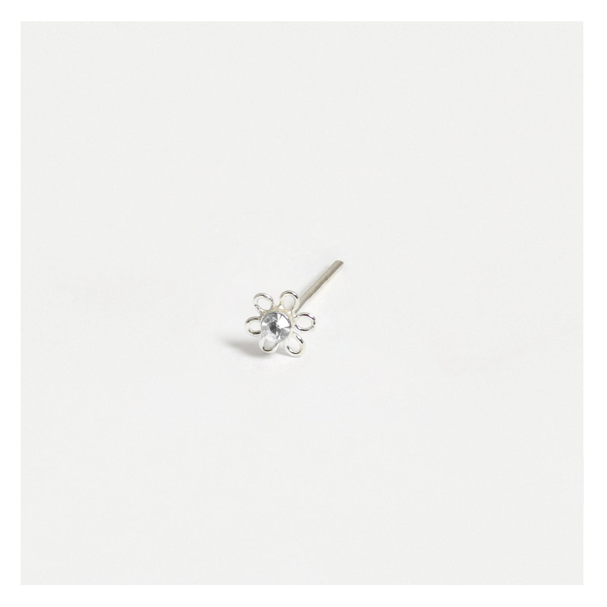 Silver Flower Nose Pins - 3.5mm, Assorted Colours