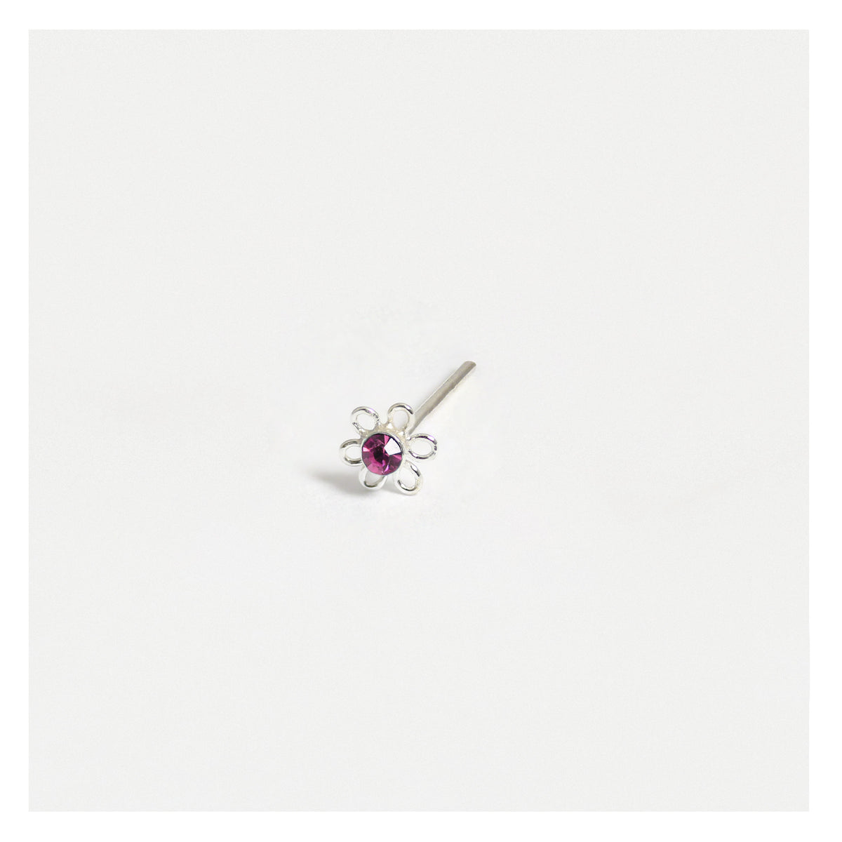 Silver Flower Nose Pins - 3.5mm, Assorted Colours