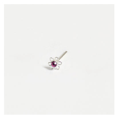 Silver Flower Nose Pins - 3.5mm, Assorted Colours