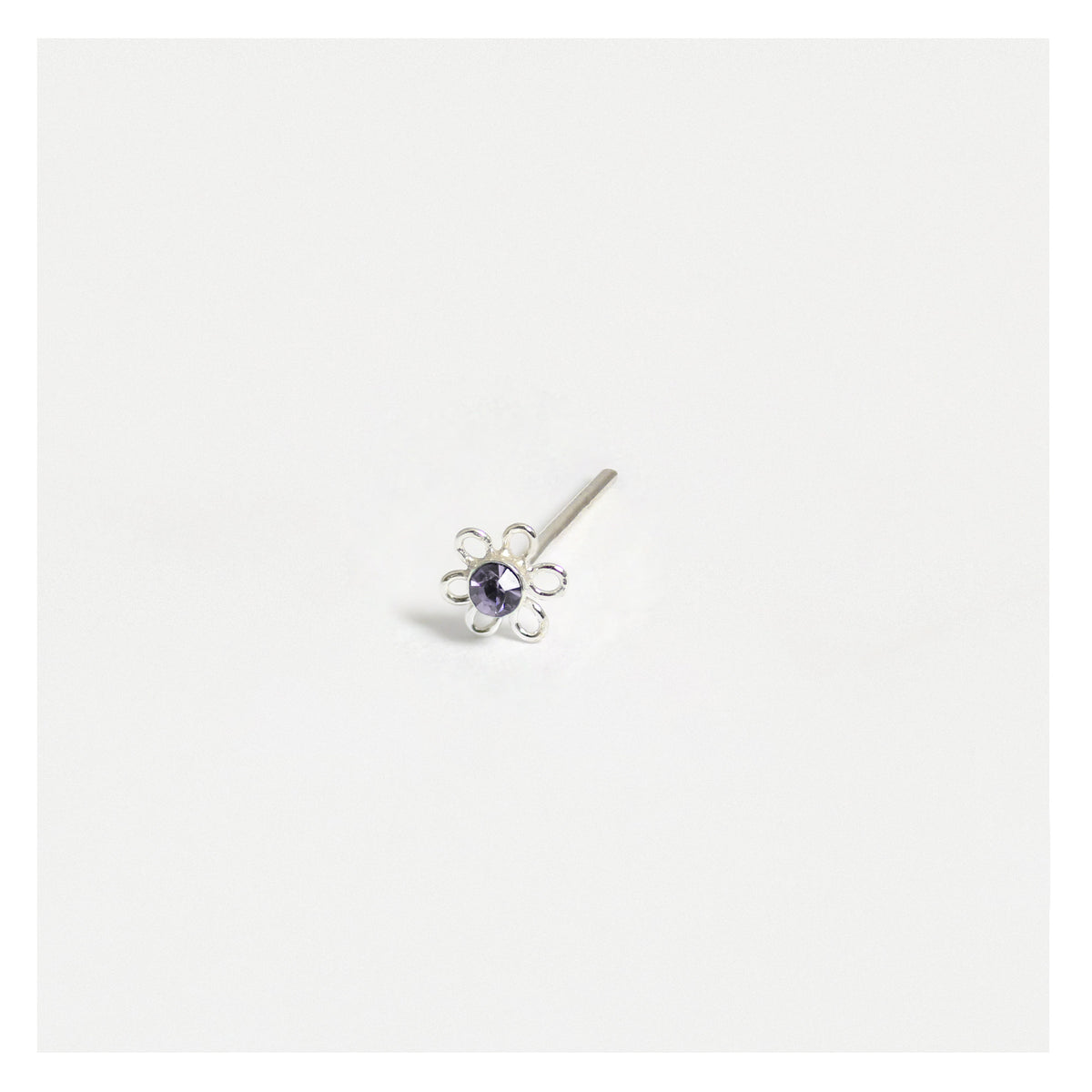 Silver Flower Nose Pins - 3.5mm, Assorted Colours