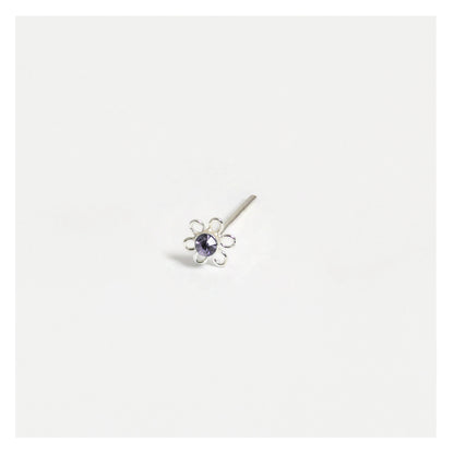 Silver Flower Nose Pins - 3.5mm, Assorted Colours