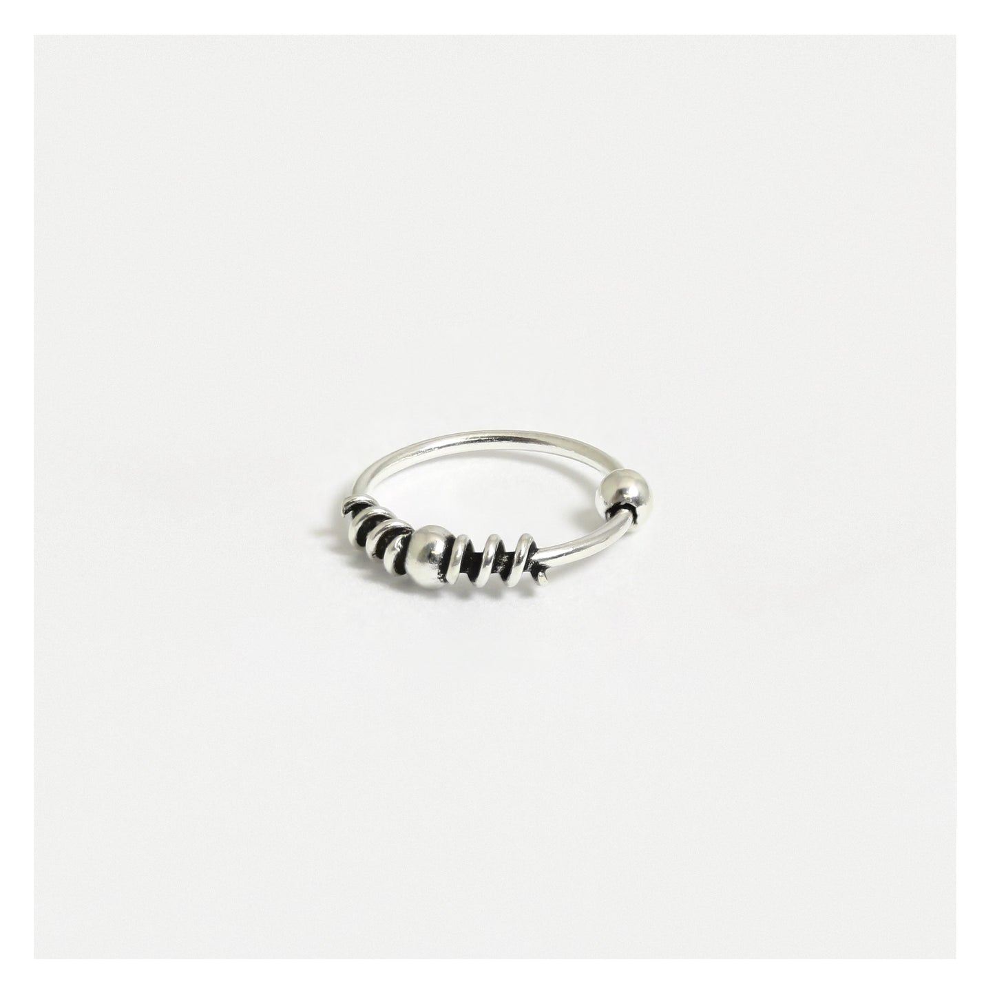 Silver Bali Style Nose Ring - 10mm