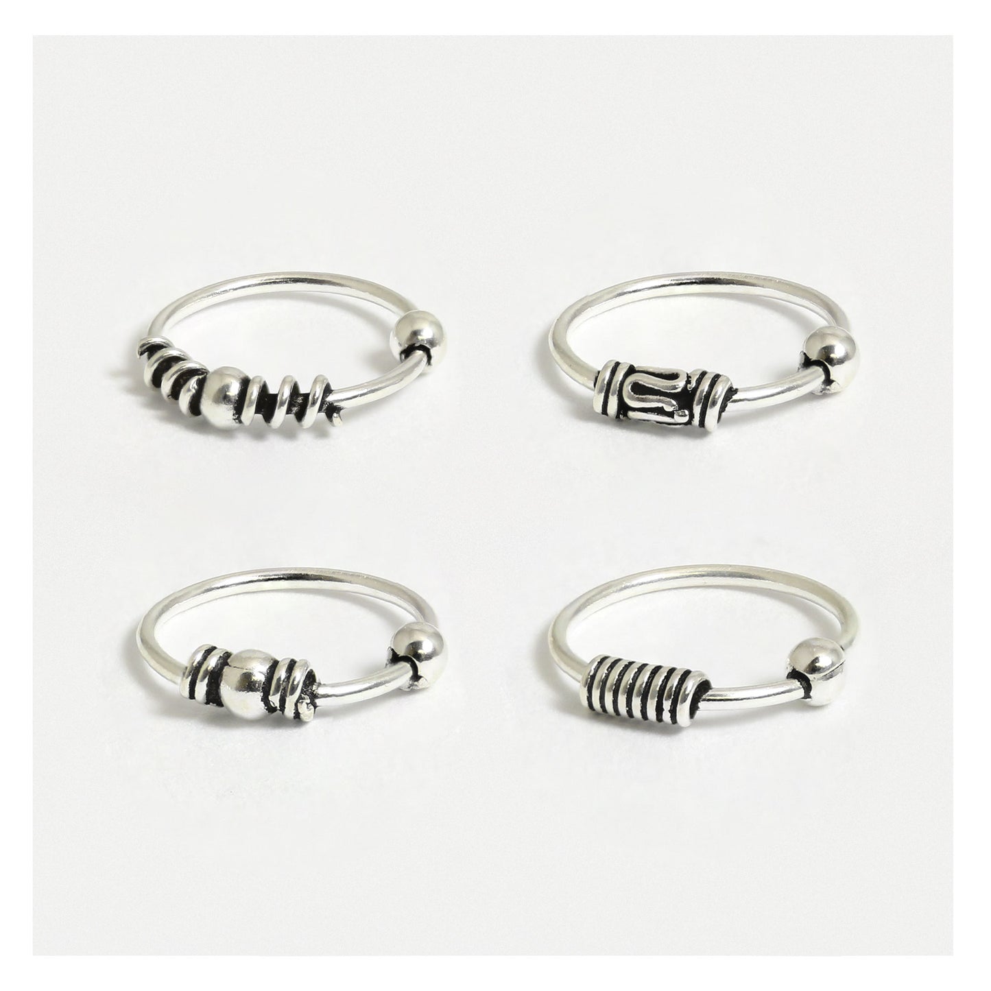 Silver Bali Style Nose Ring - 10mm