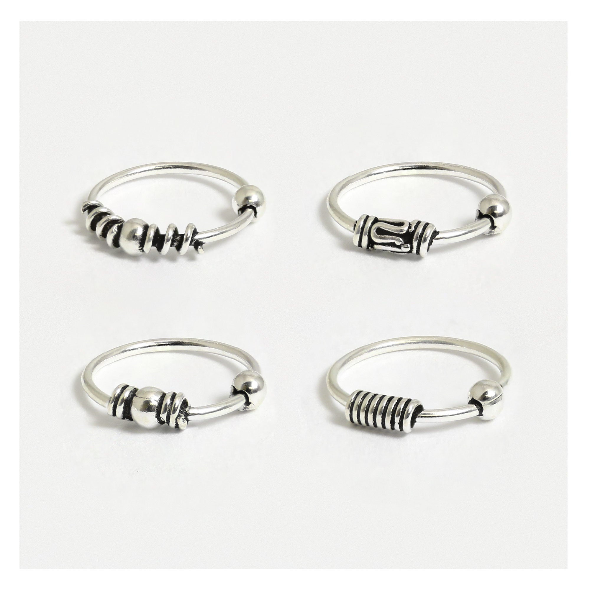 Silver Bali Style Nose Ring - 10mm