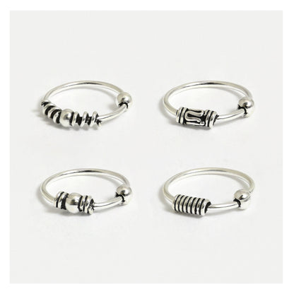 Silver Bali Style Nose Ring - 10mm